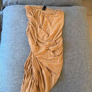Norma Kamali Asymmetrical Tan Diana Gown